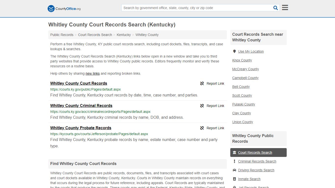 Court Records Search - Whitley County, KY (Adoptions ...