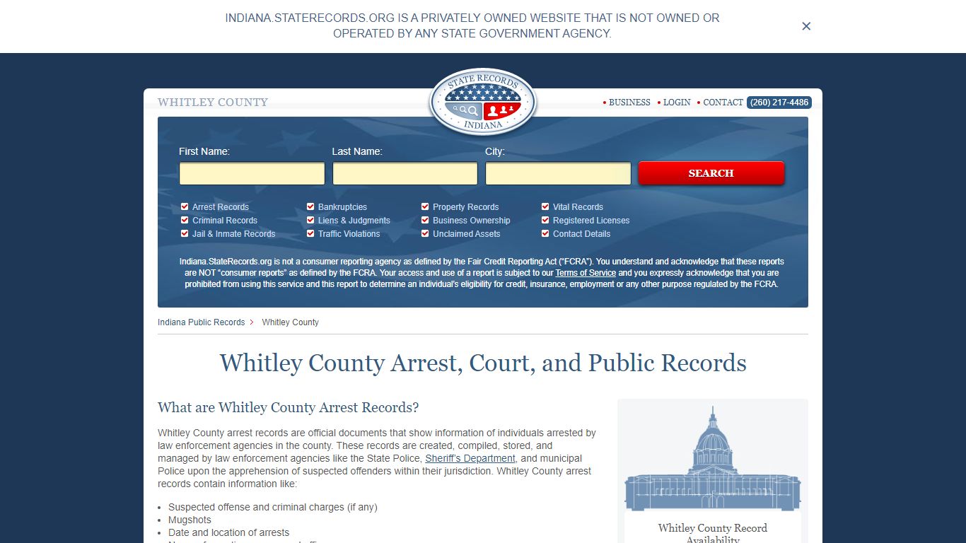 Whitley County Arrest, Court, and Public Records